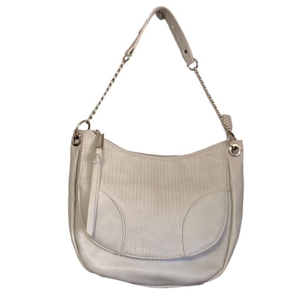 Steve Madden Light Gray Faux Leather Hobo‎ Bag Silver Chain Studded Strap